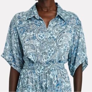 Frankies Bikinis Fifi Silk Button Up Paisley Silk Shirt Sz M